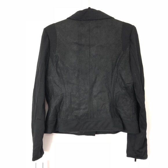 Hal Rubenstein Black Genuine Suede Leather Knit Moto Jacket Asymmetrical Size M - Picture 3 of 9